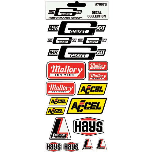 Mr. gasket 7007g racing decal sticker pack mallory accel lakewood