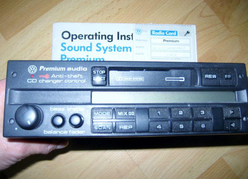 Oem vw audio am/fm cassette radio w anti-theft code & manual