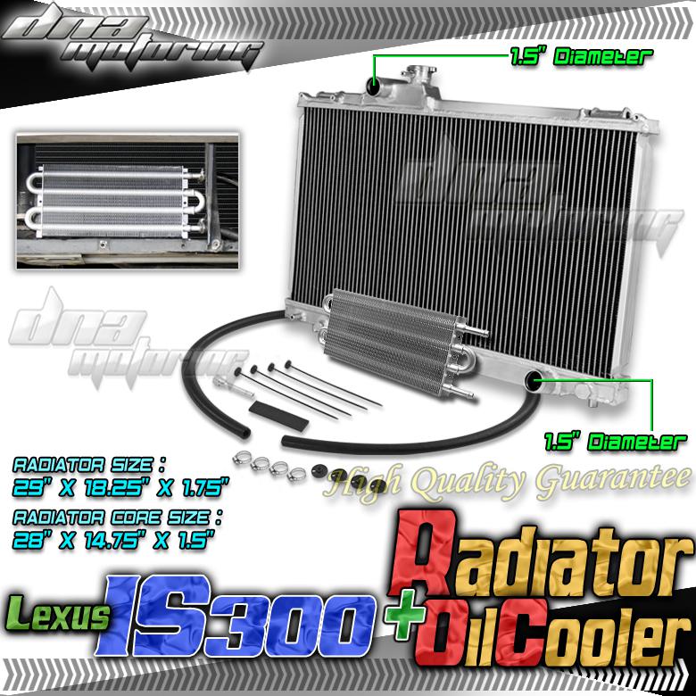 01-05 lexus is300 altezza xe10 at 2-row full aluminum racing radiator+oil cooler