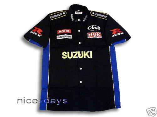 Men's suzuki motorcycle biker superbike racing sport pit crew shirt sz xl