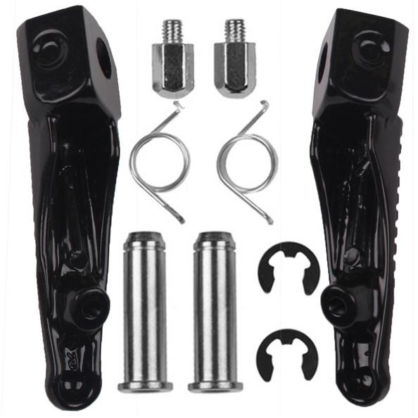 Black footrest foot pegs front kawasaki ninja zx6r zx10r er6f er6n 650r zx-6r