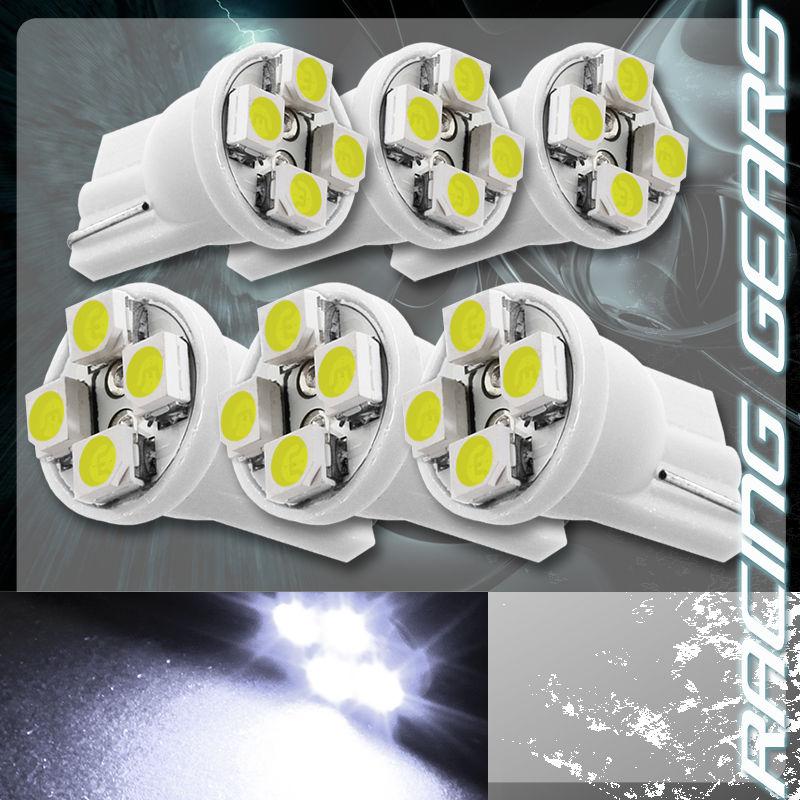 6x white smd 4 led 12v t10 wedge interior instrument map panel gauge light bulbs