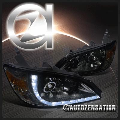 04-05 honda civic 2dr 4dr smoke r8 led drl projector headlights