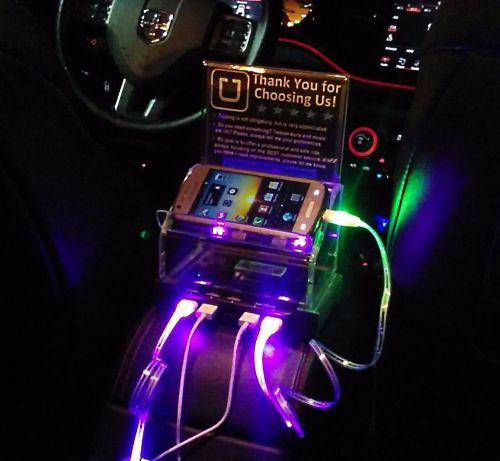 Uber lyft tip box 5 usb port rapid charging station +4 cables 4 rideshare driver