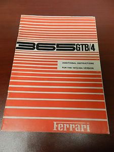 Ferrari 365 gtb/4 daytona &#039;73 47/71 usa spec supplemental owners handbook manual