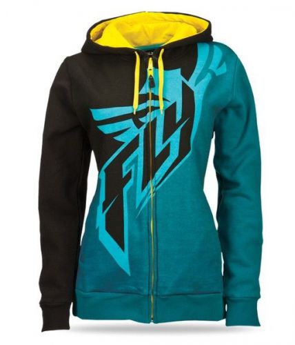 Fly racing arctic ambience womens zip up hoody black/teal/yellow lg