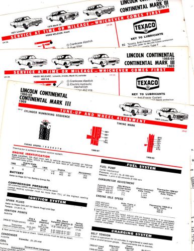 1966 1967 1968 1969 to 1971 lincoln &amp; continental lubrication tune-up charts cc2