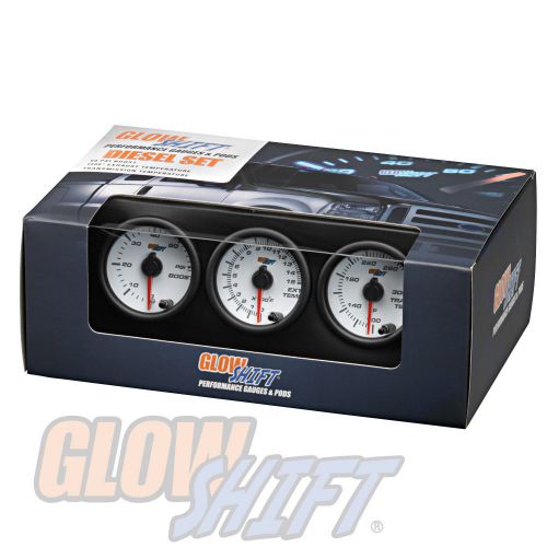 Glowshift white 7 color 60 boost + exhaust gas temp + trans temp diesel gauges