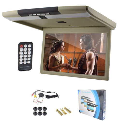 In-car 15.6 inch overhead ceiling roof mount monitor flip down sd/usb/fm/1080p