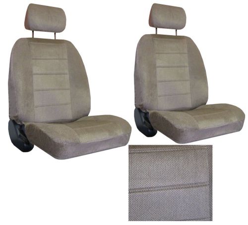 Tan beige  interwoven weave car 2 seat covers w/ 2 head rests sc-40-118-2