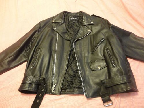 Black leather motorycle jacket unik  size 54