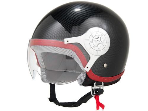 Cafe racer cruiser bobber helmet 3/4 open face carbon fiber retro vintag - xl