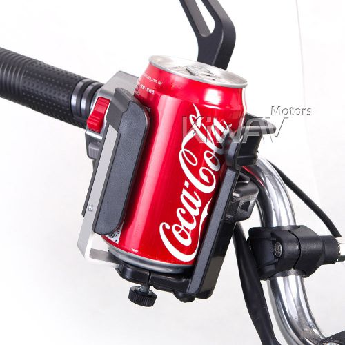 Black color drink holder for motorcycle 1&#034; 25mm handlebar w/ mounting hardware