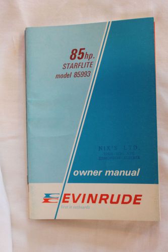 Evinrude 85 hp starflite model 85993 owner manual