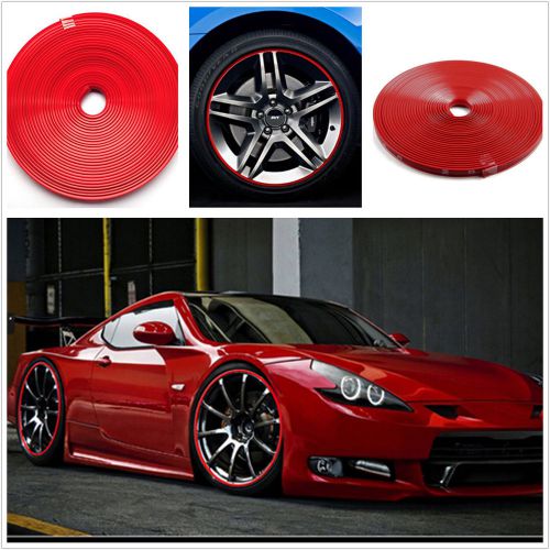 Car wheel hub rim edge protector ring tire guard line rubber moulding strip red