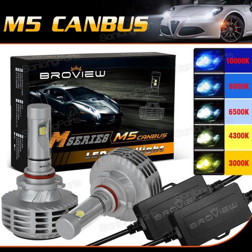 9005 9055 6000lm anti-flicker led headlamp hi beam 3000-10000k broview m5 canbus