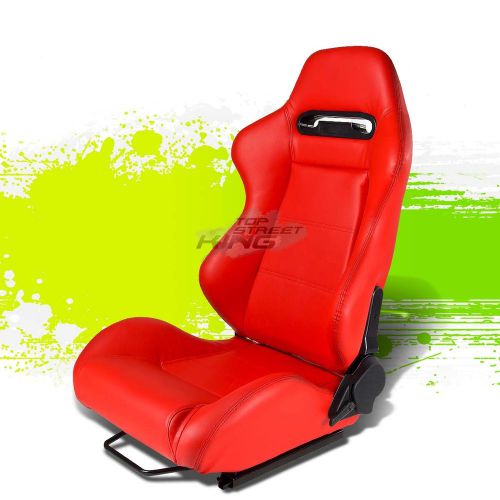 Type-r red pvc leather l&amp;r jdm sports racing seats+adjustable slider driver side