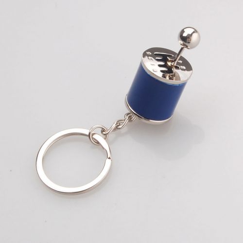 Deep blue keychain gear shift 6-speed manual transmission turbo keyring key ring