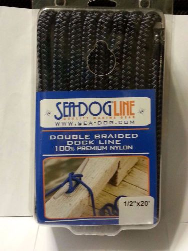 Navy blue dock line double braid 1/2&#039;&#039; x 20&#039; nylon sea-dog premium 12&#039;&#039; eye