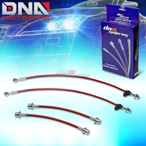 For 93-02 corolla e100 ae-101/102 stainless red brake line kit front+rear drum