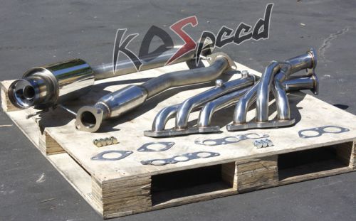 4&#034; burnt tip muffler catback+header exhaust system 01-05 lexus altezza 2jz is300