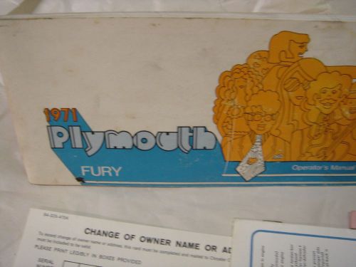 1971 plymouth fury original owners manual used