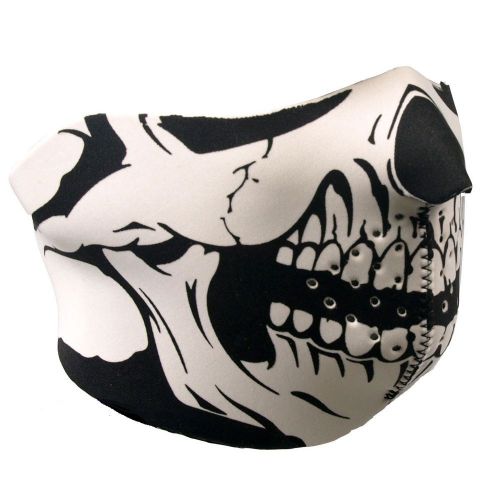 White &amp; black skull half face mask motorcycle paintball snowboarding ski biker