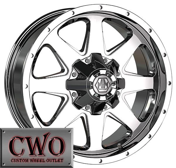 18 chrome mayhem tank rims 8x180 8 lug gmc chevy 2500hd 2011 2012 2013 cwo