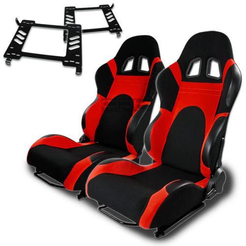 Type-6 racing seat black red woven+silder+for 90-99 toyota mr2 sw20 bracket x2