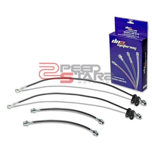 Accord ca black pvc coat stainless steel hose brake lines/cable front+rear drum