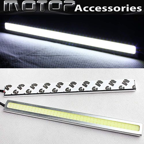 2 x 17cm silver high power cob led car daytime running light lamps drl led white