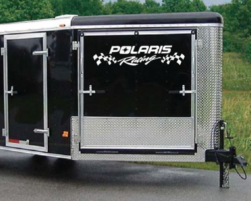 Polaris racing decal wflags 8&#034; x 36&#034; for trailer set of 2