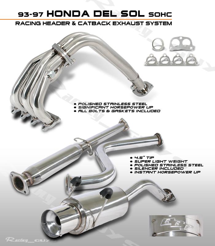 93 94 95 96 97 honda del sol sohc cat back catback exhaust muffler+header new 