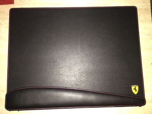 Ferrari black leather desk mat pad, red stitching, ferrari shield with cavallino