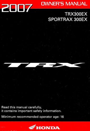 2007 honda trx300ex sportrax 300ex atv owners manual -trx 300 ex sportrax-honda