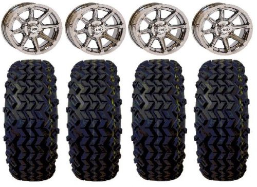 Sti hd2 ichrome golf wheels (2+5) 12&#034; 22x11-12 classic tires ez-go &amp; club car