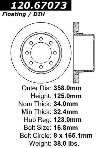 Centric 121.67073 rear brake rotor/disc-c-tek standard rotor