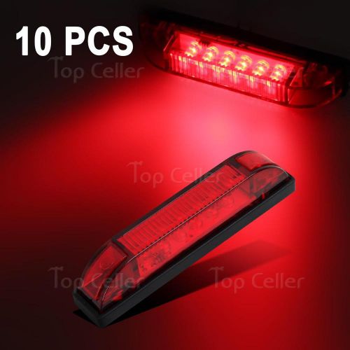 10x red slim line utility strip 6 diodes sealed light 4&#034; exterior &amp; interior 12v