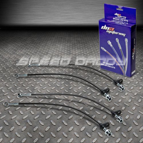 Front+rear stainless steel hose brake line/cable 98-02 accord cg1-cg3/cg5 black