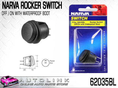 Narva off/on rocker switch with waterproof neoprene boot 30amp @ 12v (20mm dia)