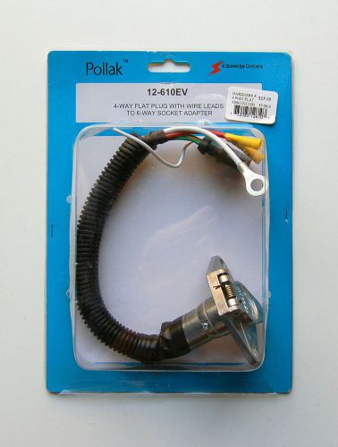 Pollak 12-610ev adapter 4 way flat to 6 way round rv parts trailer towing new