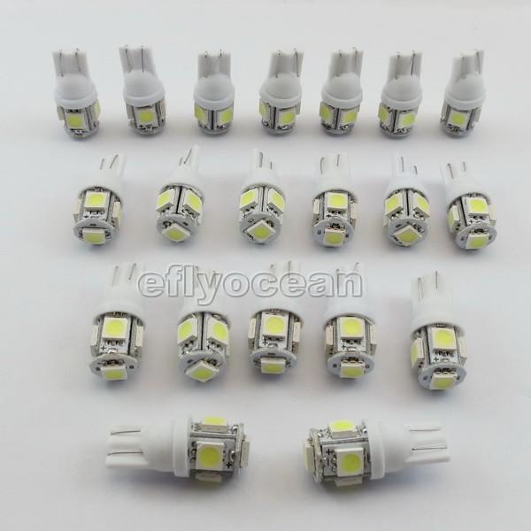 20 x t10 5050 smd 5 led wedge tail car white light bulb 194 168 w5w 12v hot new