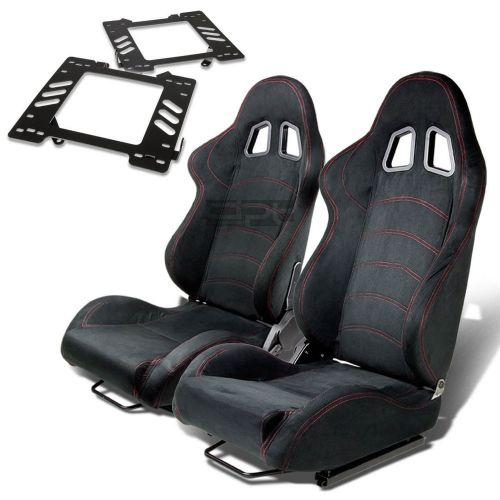 Type-1 racing seat black suede+silder/rail+for 99-04 mustang sn-95 bracket x2