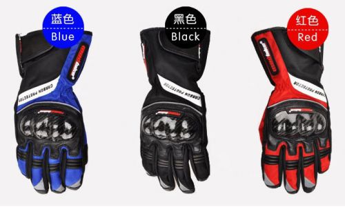 Motorcycle carbon fiber waterproof winter keep protect warm armor leather gloves