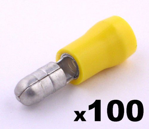 100x yellow male insulated bullet connector crimp terminals- electrical cable