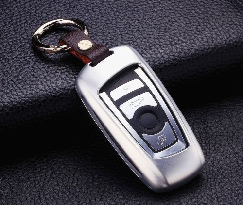 Aluminium metal silver car smart remote key cover case fob shell holder for bmw