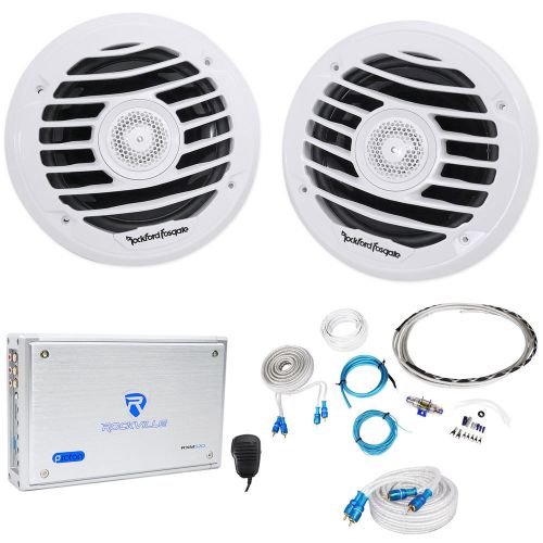 (2) rockford fosgate pm262x 6&#034; 300w marine component speakers+amplifier+amp kit