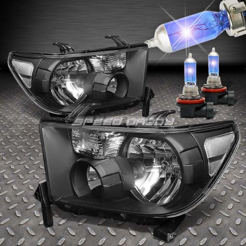 Black housing headlight+clear corner lamp+xenon bulbs for 07-13 tundra/sequoia