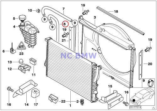 Bmw genuine radiator expansion tank frame exhaust steam hose e39 e52