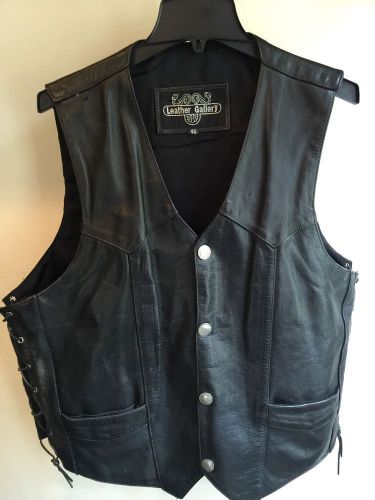 Leather gallery black leather motorcycle vest buffalo nickel buttons 46